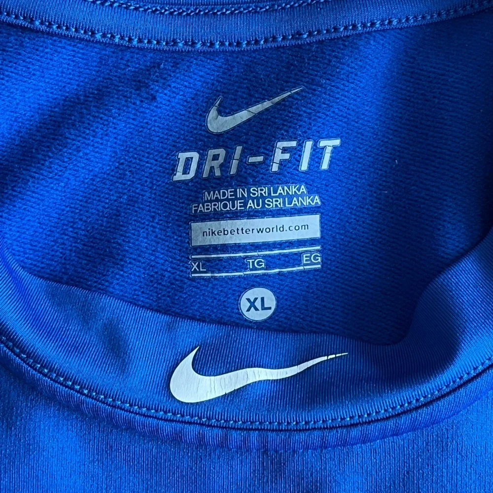 Nike Pro Combat Dri-FIT Cut Off Sleeve Compression Shirt Blue Grey Mens Large